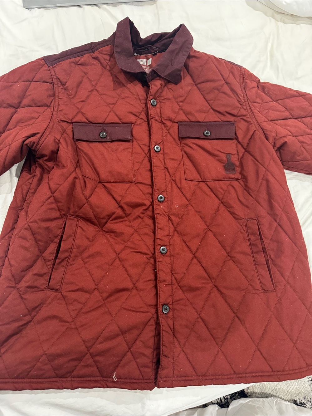 Quilted Button-Up Men's Jacket in Deep Red - Classic Casual Outerwear